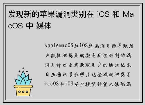 发现新的苹果漏洞类别在 iOS 和 MacOS 中 媒体