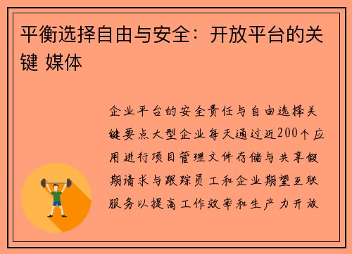 平衡选择自由与安全：开放平台的关键 媒体